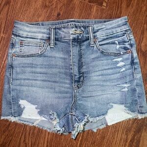 American Eagle Outfitters Blue Jean Shorts Distressed High-Waisted